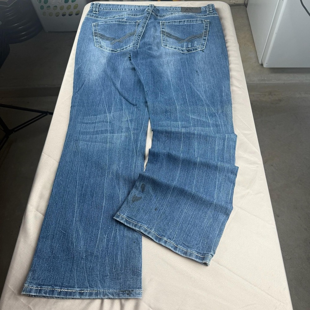 TK Axel Wolcott Mens Vintage Bootcut Workwear Jeans Blue Distressed 38x32